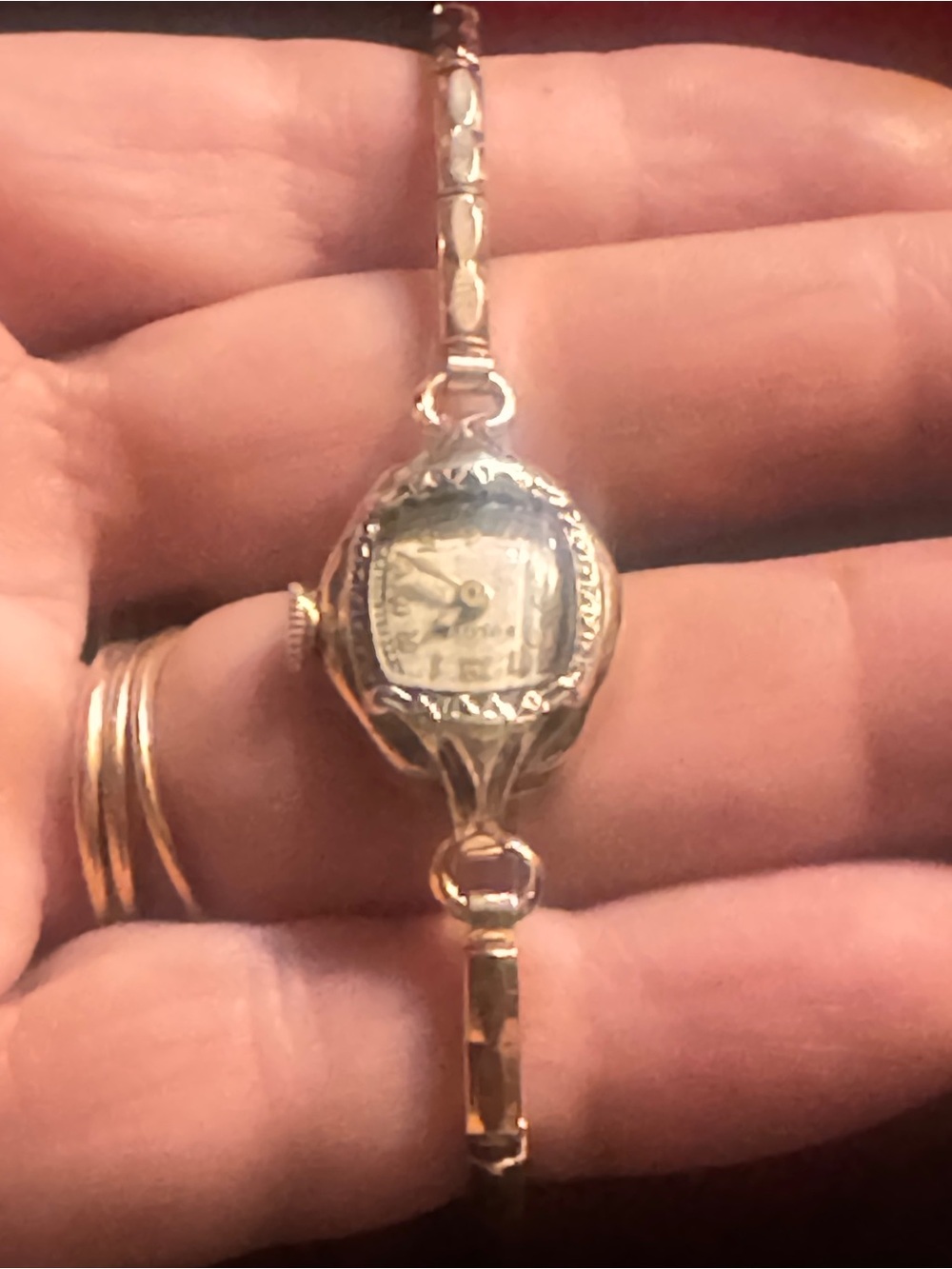 Vintage Bulova Ladies 1/20 10k Gold  sterling base  Bracelet Watch
